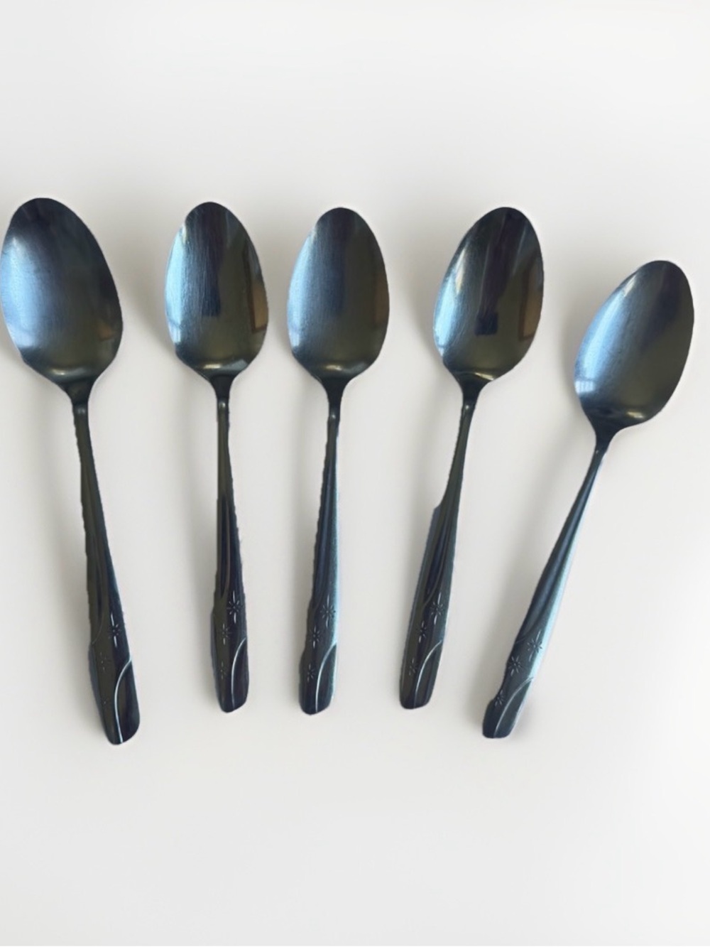 Vtg Thor by Oneida Stainless USA Starlet Soup Spoons Set 5 MCM Atomic Starburst
